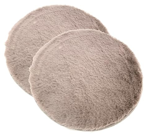 heimtexland 2er Pack Sitzkissen Fellimitat Hase flauschig weich wärmend Stuhlauflage Kunstfell Vegan Fell Sitzauflage Bank Kissen Chalet Deko Holzbank Stuhlkissen Typ838 Cappuccino
