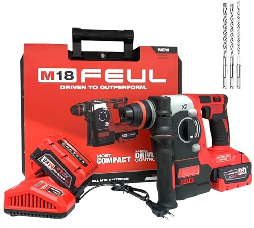 Trapano a Percussione Tassellatore Demolitore SDS PLUS M88 con Motore Brushless 2 Batterie 5Ah 2.3J 0-1200 RPM 3200 BPM Luce LED Martello Perforatore