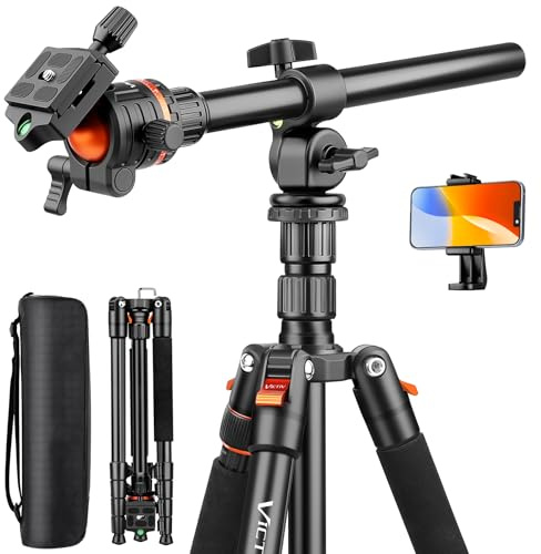 Victiv 259cm Treppiede Fotocamera e Smartphone, Cavalletto Fotografico in Alluminio con Braccio Orizzontale, Treppiedi Reflex da Viaggio Per Sony Canon Nikon, Carico Massimo 8 Kg