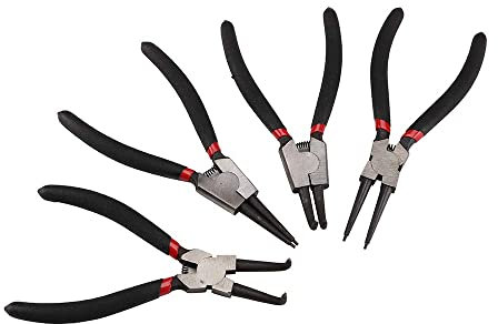 Allright Sprengringzangen-Satz 4 Tlg 175mm Gebogen Gerade Seegeringzange Set Sicherungsringzange Sicherungszangen Rutschhemmend für Außensicherungsringe und Innensicherungsringe