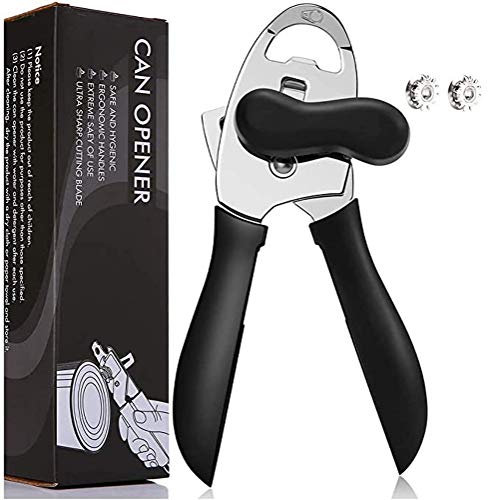 Teenidea Dosenöffner, 4-in-1 Handbuch Opener für Zinn, Bier, Flasche und Dosenöffner, glatten Rand und Heavy Duty Edelstahl scharfe Klinge Hand Opener Ultra Sharp Cutting Tools,Schwarz