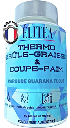 Elitea |Thermo brûle graisse & coupe faim puissant et efficace |Extra fort minceur pour homme et femme 100% naturel |Caroube Guarana Fucus Vegan |Perte de poids rapide |Pilule amincissante
