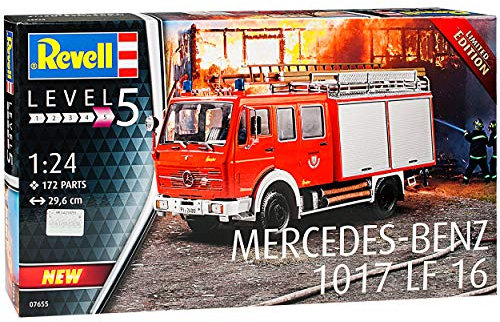 Mercedes-Benz 1017 LF 16 Feuerwehr LKW 07655 Bausatz Kit 1/24 Revell Modell Auto mit individiuellem Wunschkennzeichen