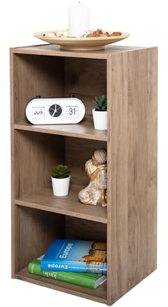 Iris Ohyama, Librería Mediana de 3 Niveles/estantería de Madera/estantería de Cubo/Armario de Libros/Armario con estantes, Diseño,Modular, Oficina, Casa - Module Shelf - MDB-3 - Marrón Ceniza