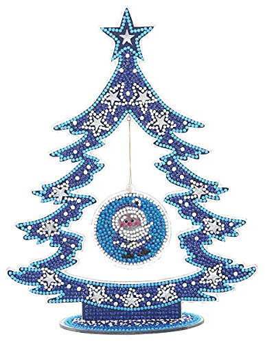 NA Diamond Painting Weihnachten Deko, Weihnachtsbaum Beidseitig Diamant Malerei Malen Nach Zahlen, Im Dunkeln Leuchten, Weihnachtsdeko Basteln for House Tisch Dekoration (Oldman), 29*22cm