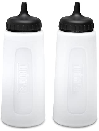 Weber Griddle Squeeze Bottles – 16 oz No‑Slip Textured Grip, No‑Spill Dispenser Bottles for Oil, Water & Dressings, BPA‑Free, Dishwasher‑Safe
