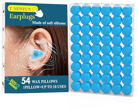 Ohrstöpsel zum Schlafen, zum Schwimmen, 54 Paar wiederverwendbare formbare softe Silikon Ohrenstöpsel