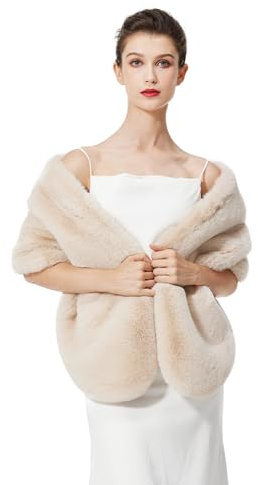BEAUTELICATE Chal Estola de Pelo Mujer Boleros para Invierno Fiesta Novia Bodas（Champán,talla única）