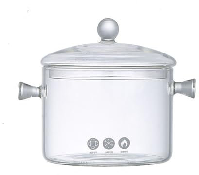 Wensmy Glass Saucepan with Cover and Handle - Heat-Resistant Glass Stovetop Pot - White
