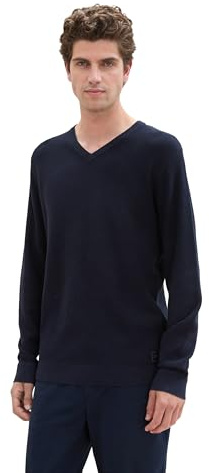 TOM TAILOR Pull en Maille Douillette À Col en V Cosy Homme