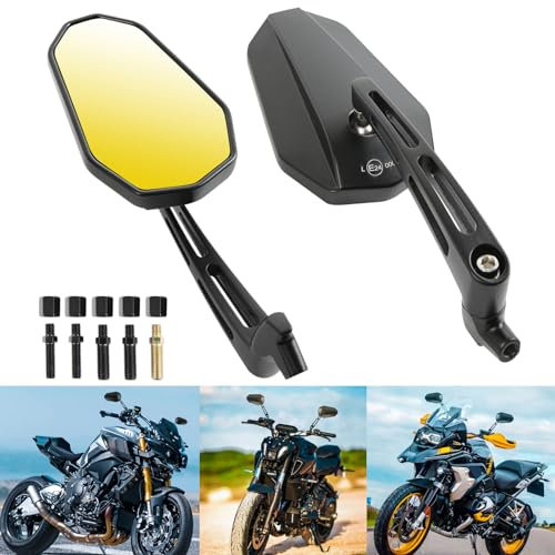 DREAMIZER E24 E-Geprüft Motorradspiegel, 8mm 10mm Motorradseitenspiegel Kompatibel mit Z900 Z1000 Z800 Z650 Z750 Z300 Z250 Z125 ER6N XJ6, MT03 MT09 MT10 MT07, ATV Quad Roller ATV Touren Chopper