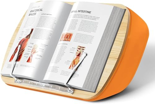 Soporte de Libros para Lectura, cómodo almohada Atril para sofá, cama, escritorio, mesa, regalo para amantes de los libros, compatible con portátil y tablet (Naranja)