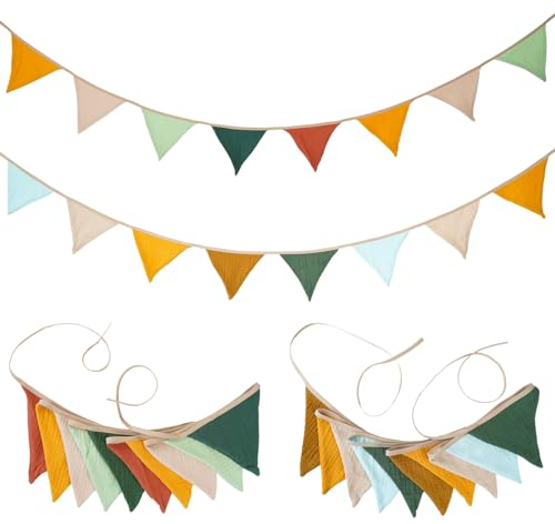 wintfarm 2 bandierine colorate per la cameretta dei bambini, ghirlanda decorativa per la cameretta dei bambini, in tessuto, decorazione per la cameretta dei bambini