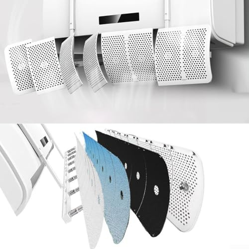 Air Conditioner Deflector, 8 Leaf, Wall-Mounted | Air Diverter Cover, Windshield Baffle, Anti-Direct Blowing Outlet Baffle, Carbon Filter