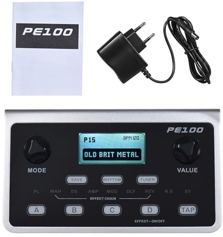 Nikou Pédale d'effets multi-effets pour guitare électrique portable 39 effets 40 motifs de batterie 10 métronomes Tap Tempo