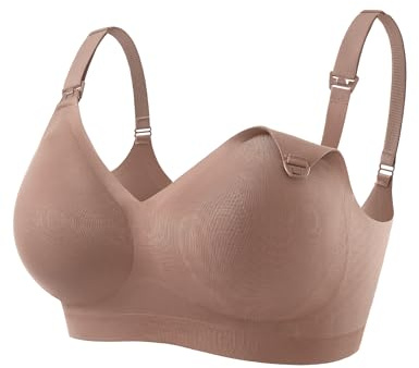 HOFISH Soutien-gorge d'allaitement AirZephyr sans couture, doux et respirant pour la grossesse, marron, Taille S
