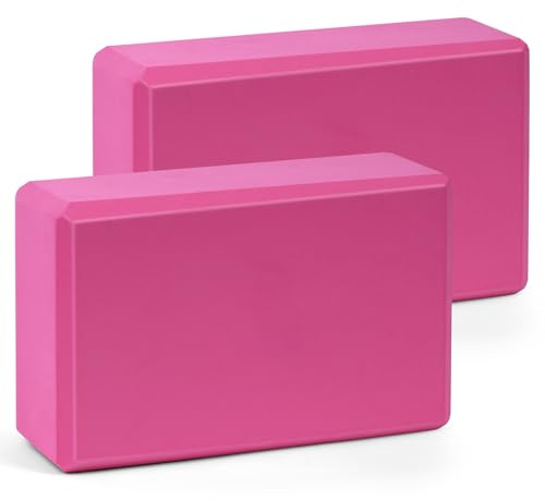 Flintronic Blocchi Yoga 2 Pezzi, Mattoni Yoga in Schiuma Eva ad Alta densità, Antiscivolo Leggero Yoga Blocks per Yoga, Pilates, Stretching, Meditazione, Rosa Rossa