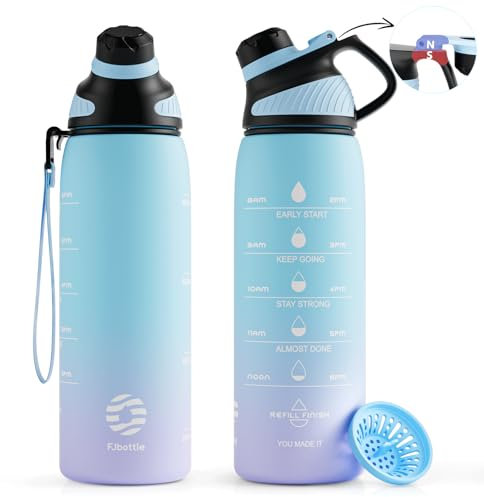 Fjbottle Borraccia 1L/710ML – Plastica Motivazionale Borraccia con Tappo Magnetico per Palestra, Scuola, Ciclismo e Sport, Senza Perdite e Senza BPA