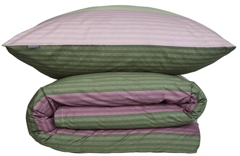 Schiesser Bettwäscheset Vendi | 2-teilig | Gestreift | Renforcé | 100% Baumwolle | Oeko-Tex Zertifiziert | Reißverschluss | 155x220cm + 80x80cm | Grün