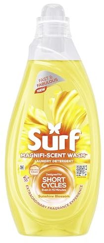 Surf Magnifi-Scent Quick Wash Sunshine Blossom 55 Washes Laundry Liquid Washing Detergent For Short Cycles Fast and Fabulous Fragrance 1.485 L