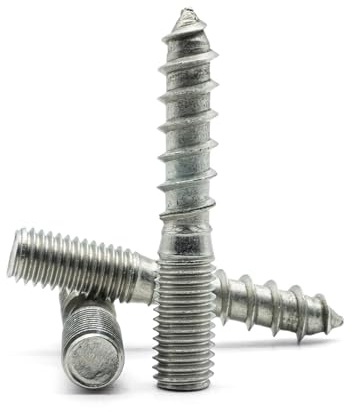 Hippo Hardware M6 (6mm X 40mm) Dowel Screws Wood to Metal Dual Thread Hanger Bolts A2 Stainless Steel (Pack of 3)