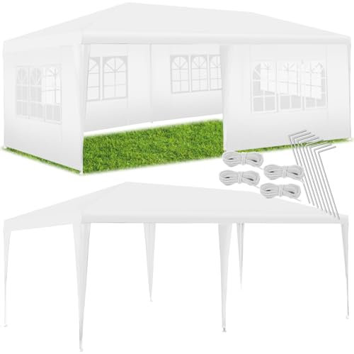 tectake® Tonnelle de Jardin Tonnelle 6x3m en Acier époxy Tente de réception, Imperméable, Protection Anti-UV, 5 Parois, Montage Facile, Abri terrasse Exterieur Barnum Mariage Baptême