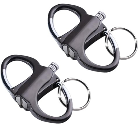 2PCS Metal Match Lighter, Forever Lighting Lighter Key Chain, Metal Keychain Unlimited Waterproof Stick Keychains for Outdoor, Camping(Black)