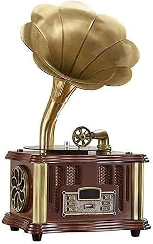 ZJGFCB Giradischi Grammofono in vinile con altoparlante integrato, funzione Bluetooth, Aux-in/USB/FM, ottimo regalo per familiari e amici