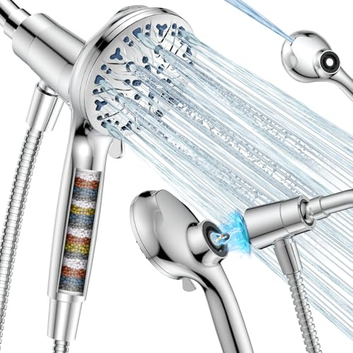 DAKINGS High Pressure Filtered Shower Head with Handheld, Upgrade Magnetic 10-Mode Handheld Showerhead Built-in Power Wash for Bathroom Cleaning, Detachable Shower Head with 71 Shower hose