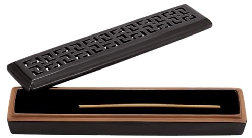 FINGERINSPIRE Soporte para varillas de incienso de porcelana de 247 x 56 x 35 mm, caja de soporte para quemador de incienso de porcelana, color negro, decoración para el hogar, oficina, atrapasueños