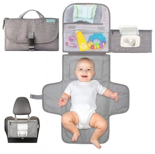 BATHBY Cambiador de Bebé Portátil y Plegable | Plegable e Impermeable con Bolsillos | Cambiador de Pañales Colgable y Compacto | Ideal para Viajes y Uso Diario