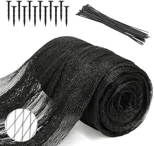 Joyzan 4 x 6 m Filet Anti Oiseaux, 15 x 15mm Filet de Protection 12 Clous Plastique 30 Serre-Câbles Résistant aux intempéries UV Filet Anti-Pigeons pour Balcon Bassin Verger Potager Étang à Poisson