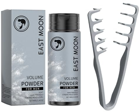 Polvere texturizzante per capelli maschili + Pettine texturizzante, Fluffy Hair Powder con effetto opaco, pettine per ricci, pettine per capelli a denti larghi volumizzante – Look naturale