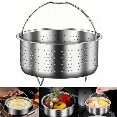 Spetsbst Inserto rotondo per pentola a vapore con manico, diametro di 13,8 cm, in acciaio inox 304, inserto a vapore per pentole, inserto setaccio per pentole, pentola a pressione, cottura a vapore di
