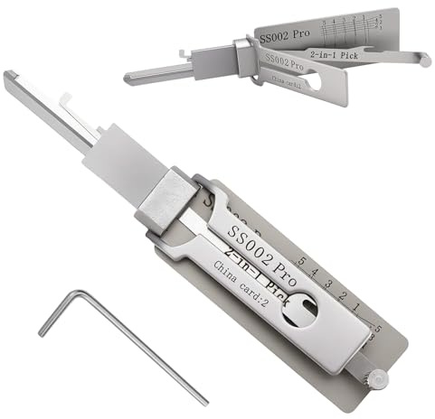 Décoder SS002 Pro - Ensemble de décodeur pour clés principales 2 en 1, en acier inoxydable, outil d'ouverture de porte, outil de déverrouillage pour serrures avec lecteur de clés auto avec rainure en