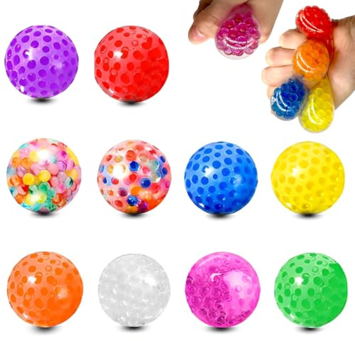 MLRUQRX Lot de 10 Balles Anti-Stress pour Anniversaire d'enfant, Balle anti Stress Enfant(3.5CM - Style Aléatoire)