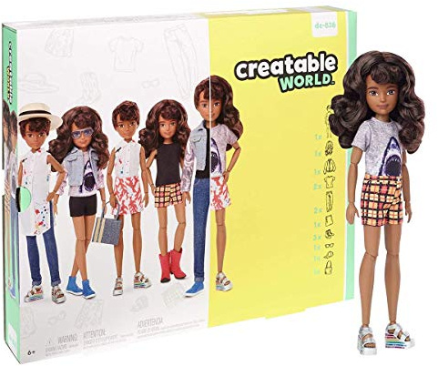 Creatable World GGT68 – deluxe karaktär dockset med individuellt designad könsneutral docka med brunt vågigt hår, leksak från 6 år