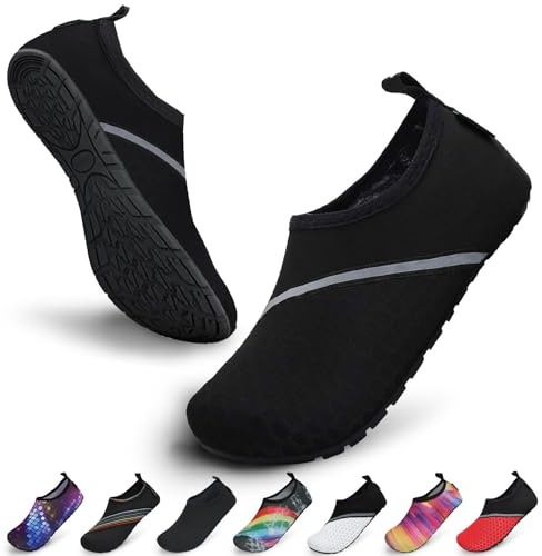 SAGUARO Scarpette Scoglio Uomo Donna Scarpe da Sport Acquatici Barefoot Scarpe da Piscina Spiaggia Canottaggio Mare Fiume Nuoto Surf Vela Calzini per Immersione(Nero, 40/41 EU)