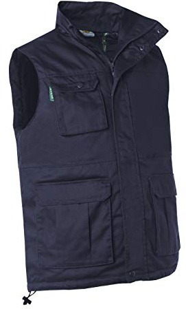 Chaleco De Trabajo De Invierno Sagra Multibolsillo de Hombre Profesional. 100% Algodón Color Azul Marino Talla L. Ref: 4814