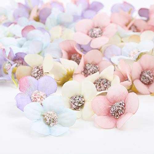 VINFUTUR 80 Stücke Künstliche Blumen Gänseblümchen Blütenköpfe Kunstblumen Blumenköpfe Bunt Mini Seidenblumen für Basteln Scrapbooking Hochzeit Party Home Deko - Zufällige Farbe