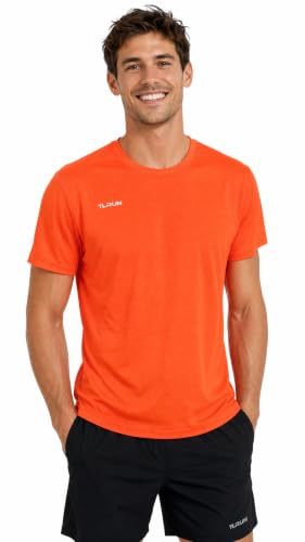 TLRUN Ultralätta löpartröjor för män, torr passform maratontopp, t-shirt, coola kortärmad atletiska t-tröjor, Orange, 42