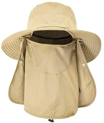 ehsbuy Cappelli da Pesca per Uomo e Donna con Copertura per Il Viso Cappello da Sole a Tesa Larga da Spiaggia Mesh Safari Caccia Giardinaggio Cappello da Secchio Packable