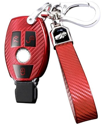 RXXR Coque de clé de voiture pour Mercedes Benz A B C E S CLK AMG Classe C180 W164 W245 W209 W204 Coque de clé avec porte-clés en TPU souple