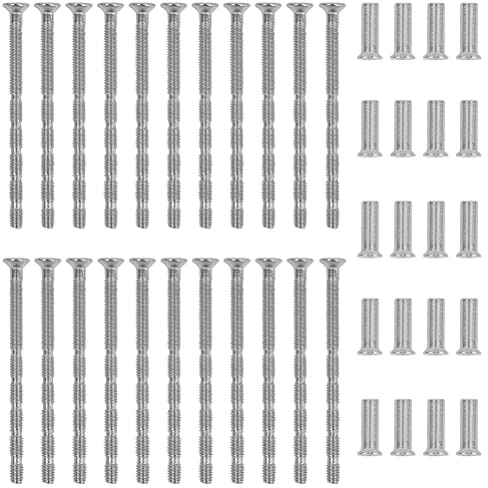 FOCCTS 40 Pcs Door Handle Screws M4*60mm Nickel Plated Screw Connecting Bolts Sleeves Adjustable Length Bolt Connecting Fixing Sleeve Male to Female for Door Handle Escutcheons Cabinet Drawers