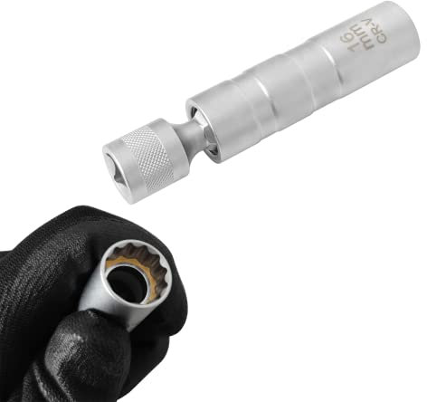 ZKTOOL 16mm Universeller Magnet Drehbarer Zündkerzenschlüssel, Dünnwandig, 12 Punkte, 3/8 Zoll, CR-V Zündkerzensteckdose, Magnetischer Werkzeuge zum Entfernen von Zündkerzen