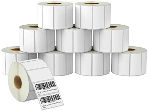 BETCKEY - 51mm x 25mm(2 in x 1 in) Perforadas Etiquetas Térmicas para Código de Barras y Dirección Compatible con impresoras Zebra y otras [10 Rollen/13000 Etiquetas]