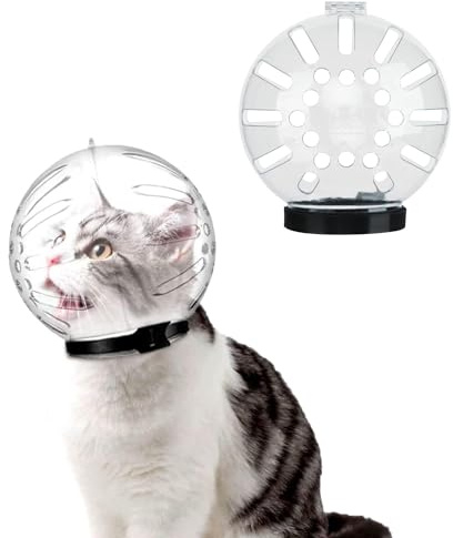 ITODA Andningsbar kattnos anti-bit-munkorg munskydd transparent kattunge munskydd justerbar huva munstycken för katt bad rengöring grooming eller klippnaglar