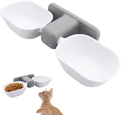 Shineyoo Raised Cat Bowls Wall Mounted Cat Feeding Bowl Anti Vomiting Double Pet Bowls Wet and Dry Food Water Dishes for Cats and Small Dogs
