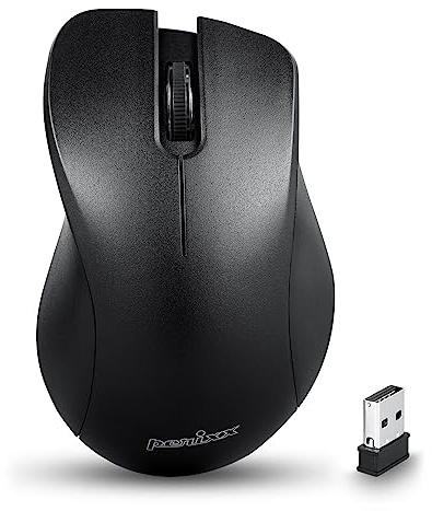 Perixx PERIMICE-621B Kabellose Maus - Leiser klick mit Ergo Design - Kompatibel für Desktop und Laptop PC - Kabellos 2,4 GHz - Schwarz