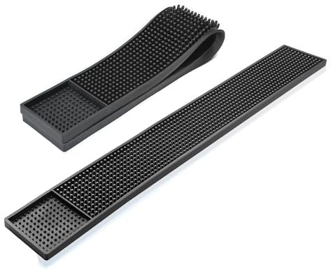 Ieron Tappetino da Bar in Gomma, 60 x 8 cm, Nero, per Bancone (2 Pezzi)